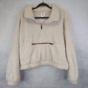 Sage Collective 1/4 Zip Fleece Jacket Women's L High Pile Pullover Boxy Sherpa
